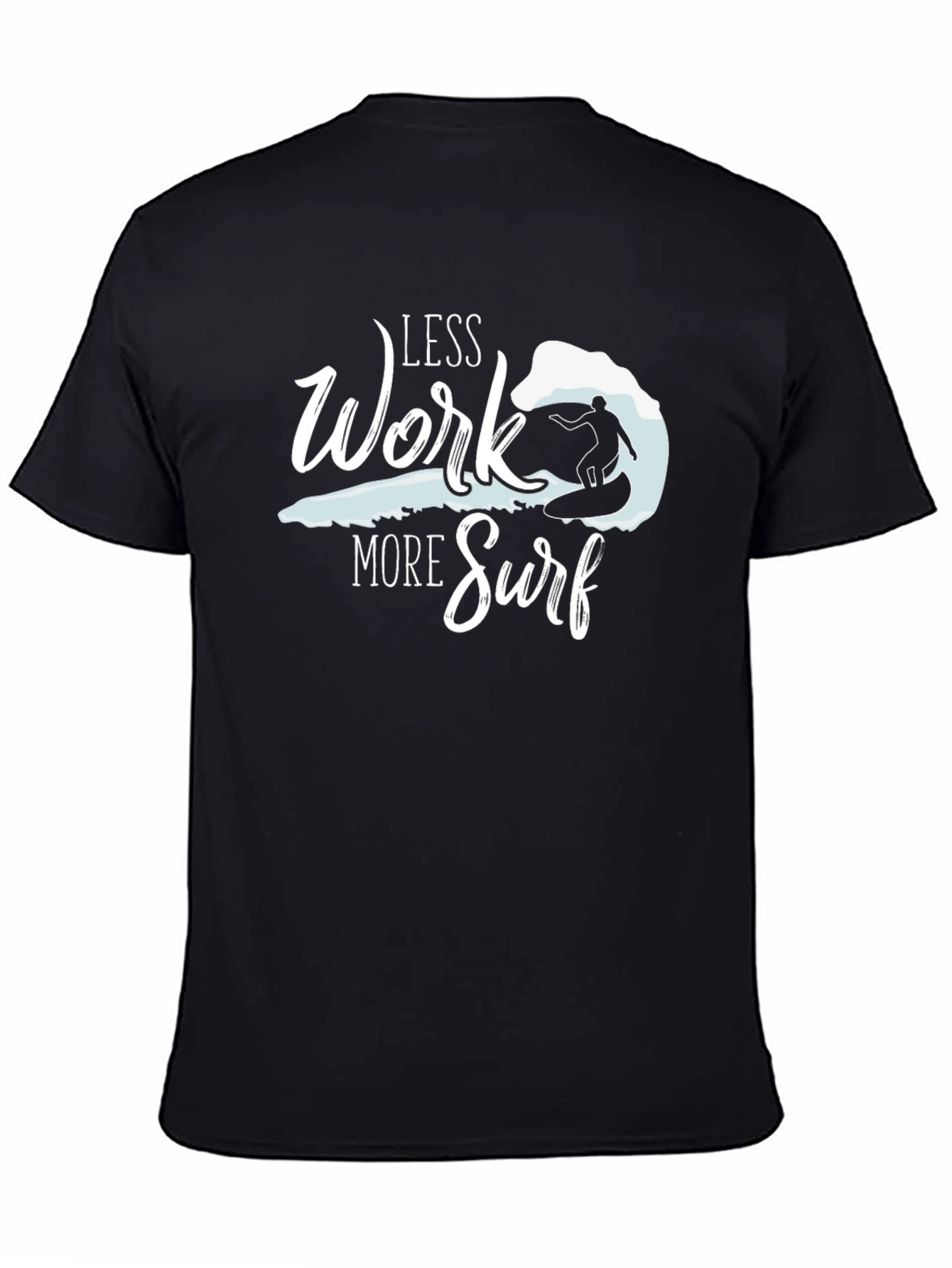 Less Work More Surf Black Graphic Tee