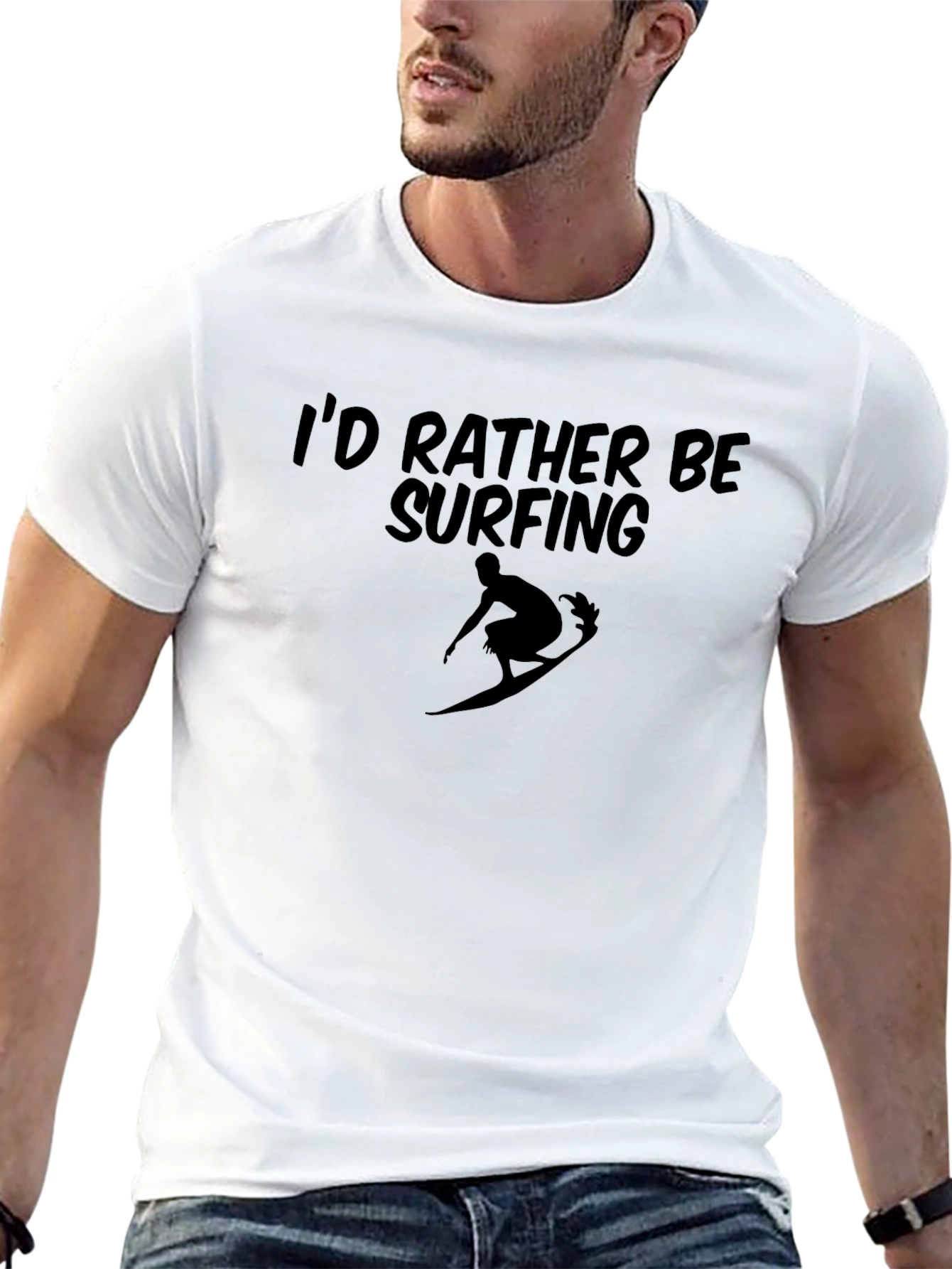Id Rather Be Surfing Black Graphic Tee