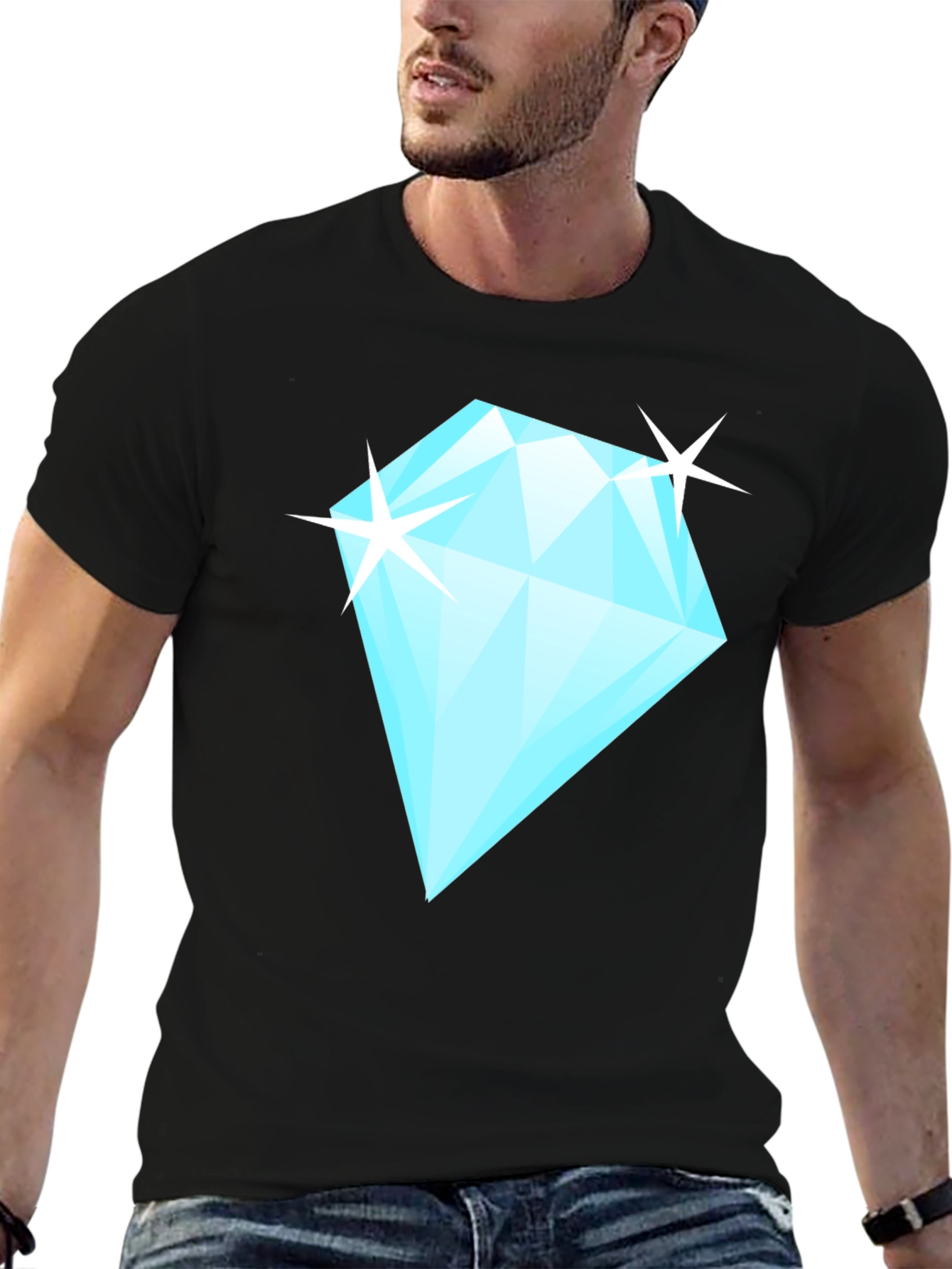 Diamond Sparkle Graphic Black T-Shirt