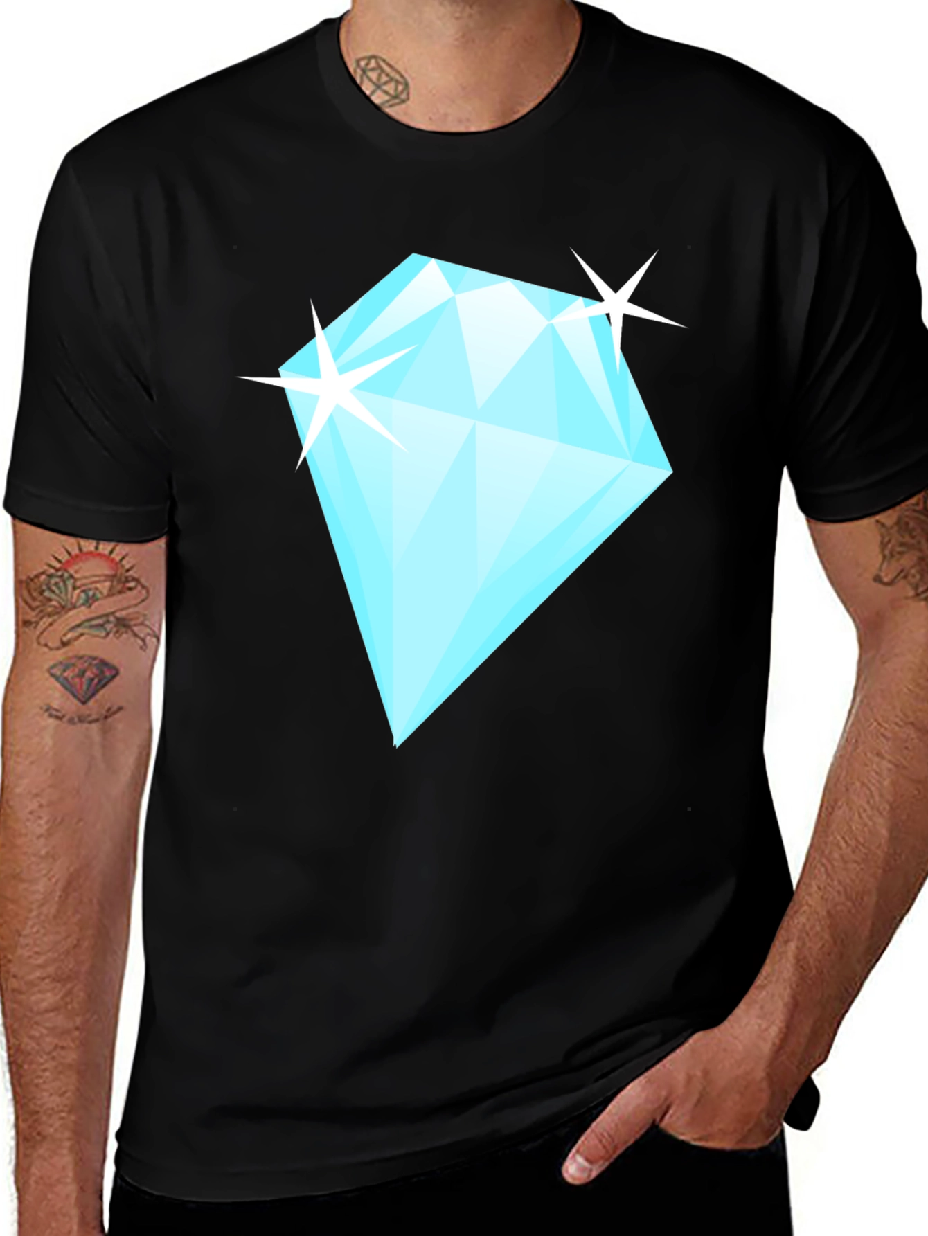 Diamond Sparkle Graphic Black T-Shirt