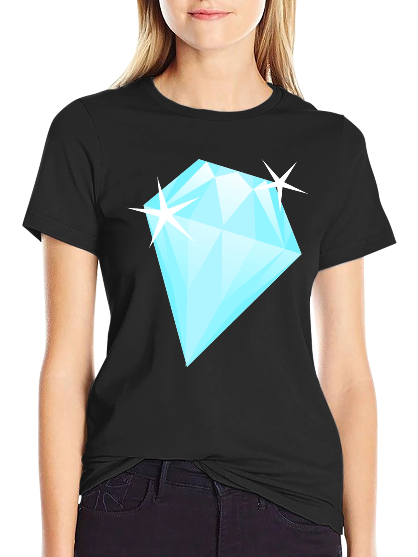Diamond Sparkle Graphic Black T-Shirt