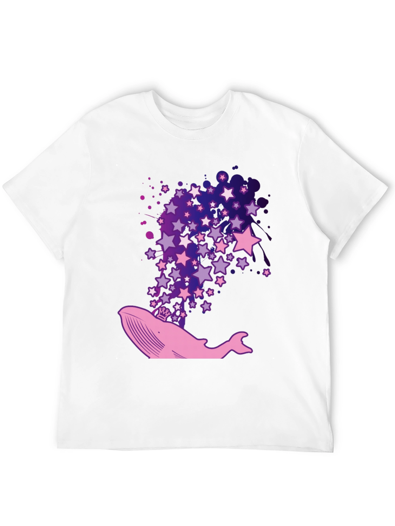 Whale & Stars Graphic Tee - Black Cotton T-Shirt