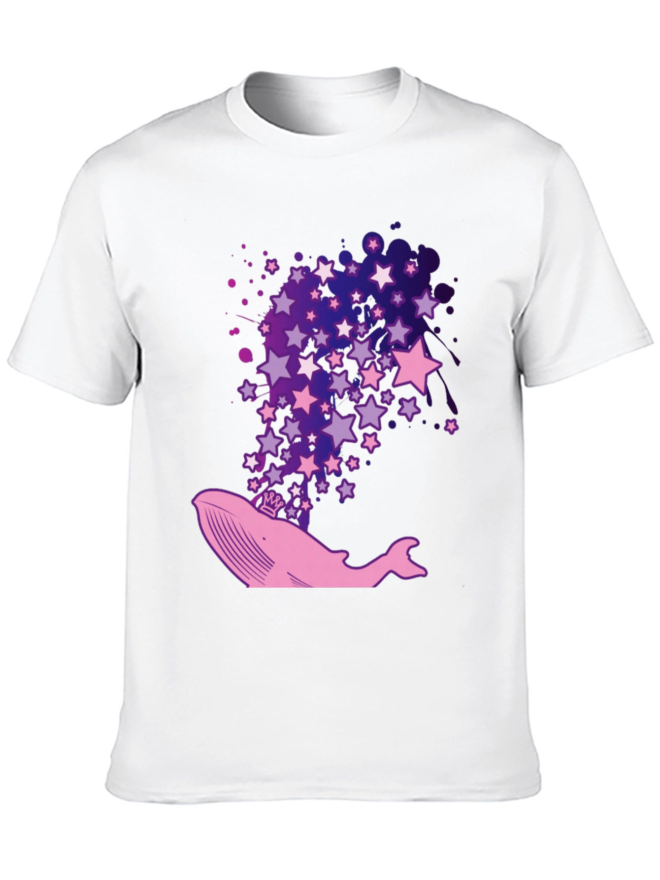 Whale & Stars Graphic Tee - Black Cotton T-Shirt