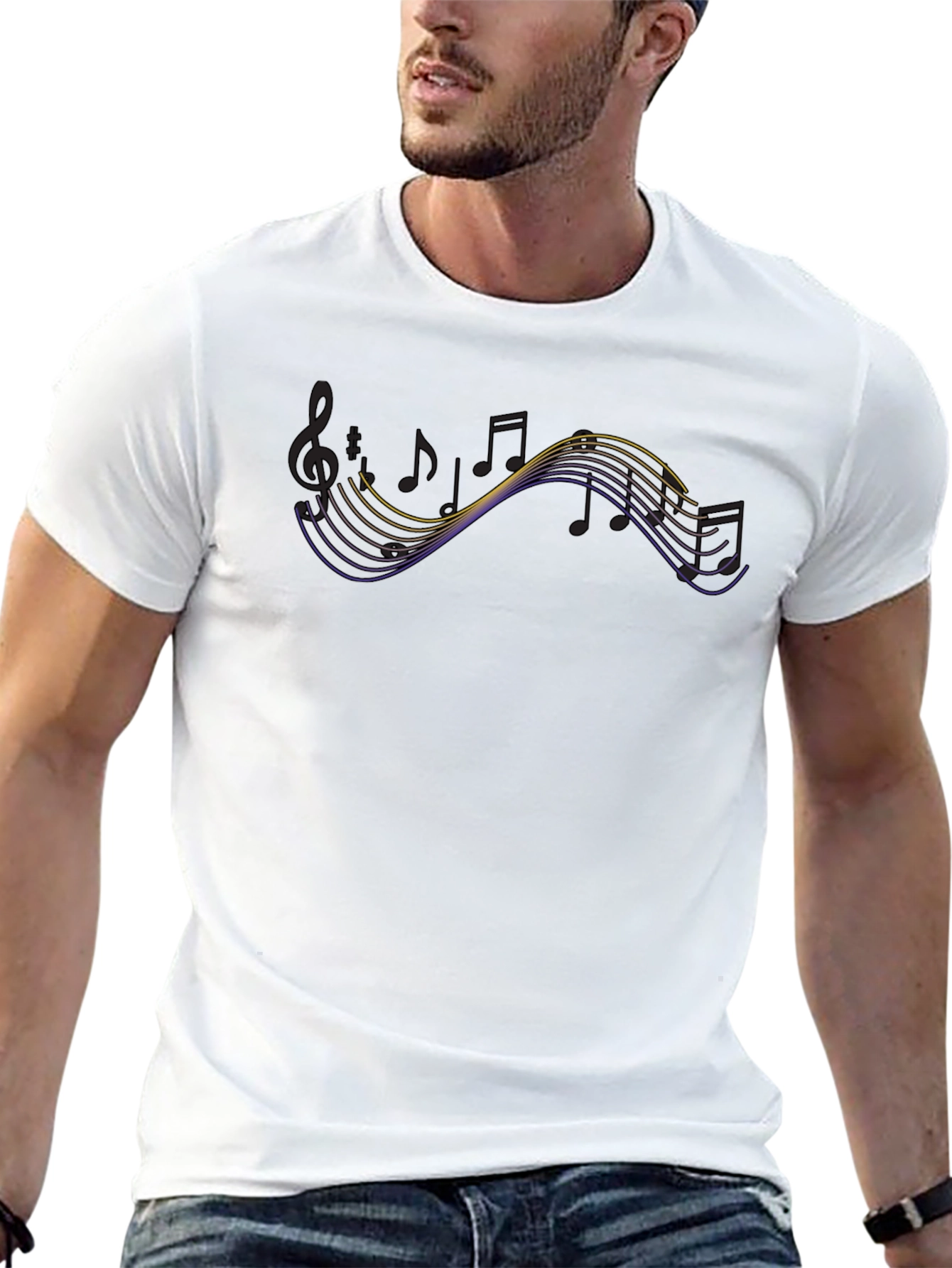 Music Notes Graphic Black T-Shirt
