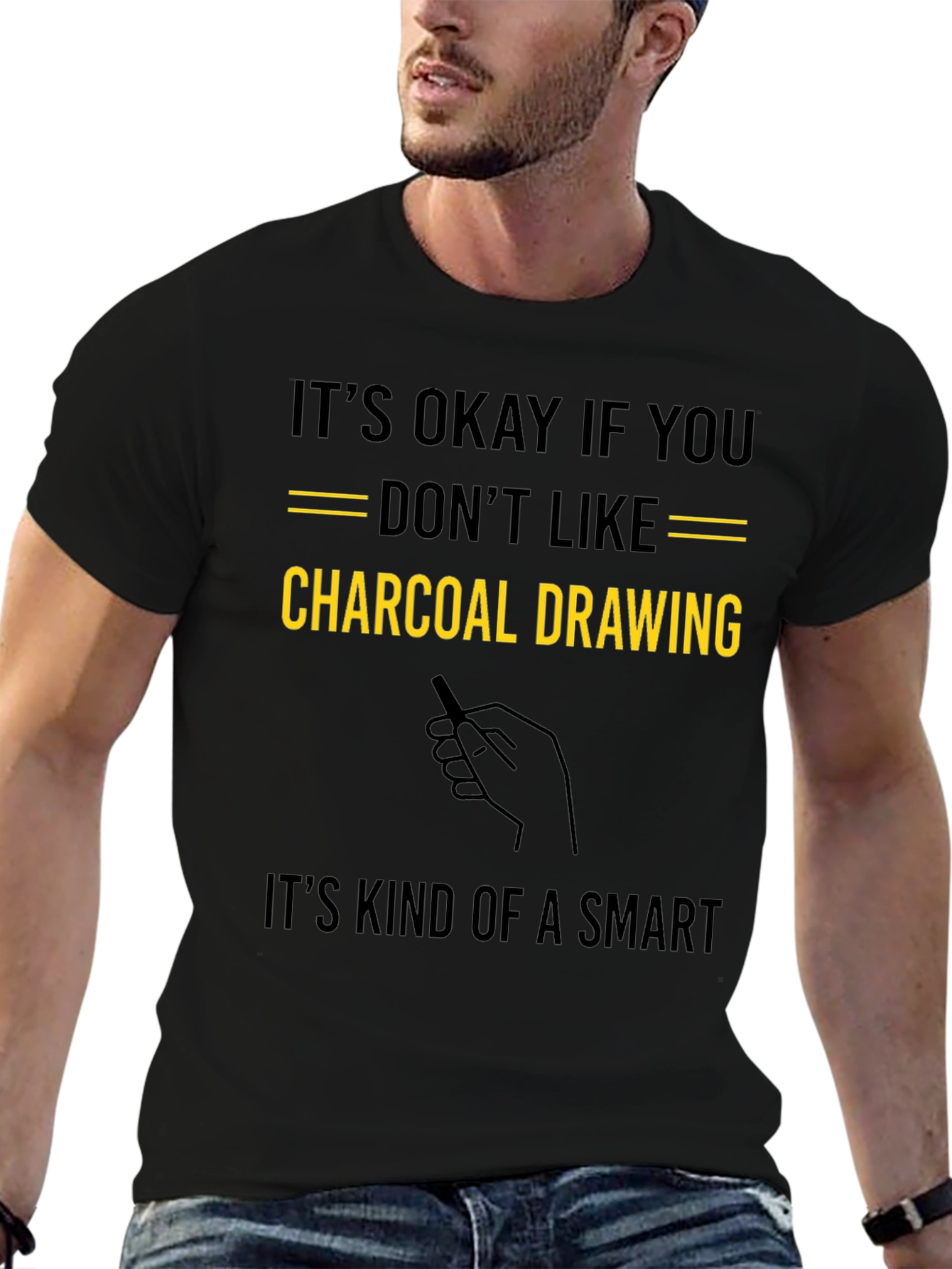 Charcoal Drawing Humor T-Shirt - Smart Artistic Tee
