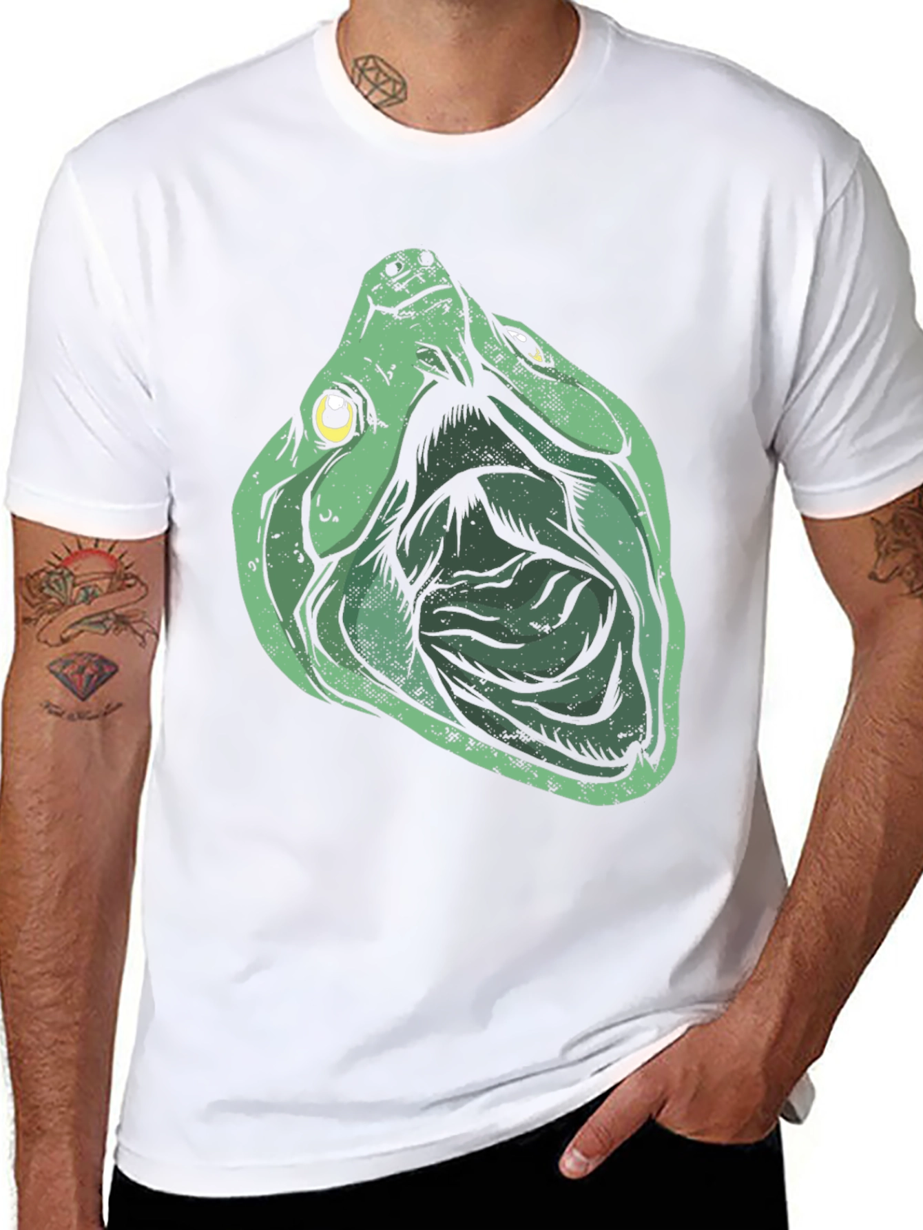 Green Turtle Graphic Print Black T-Shirt