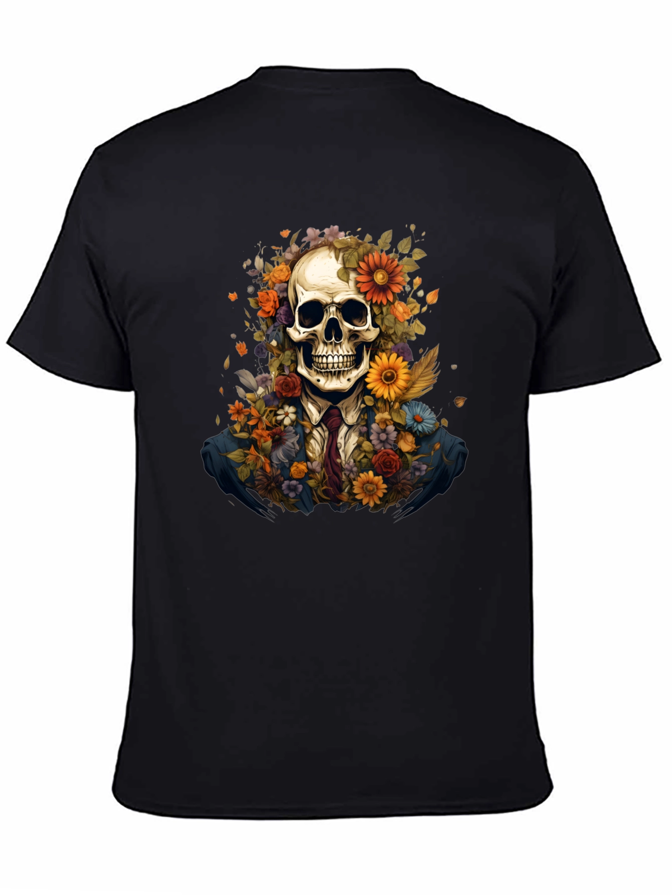 Floral Skull Graphic Tee - Unique Art Design