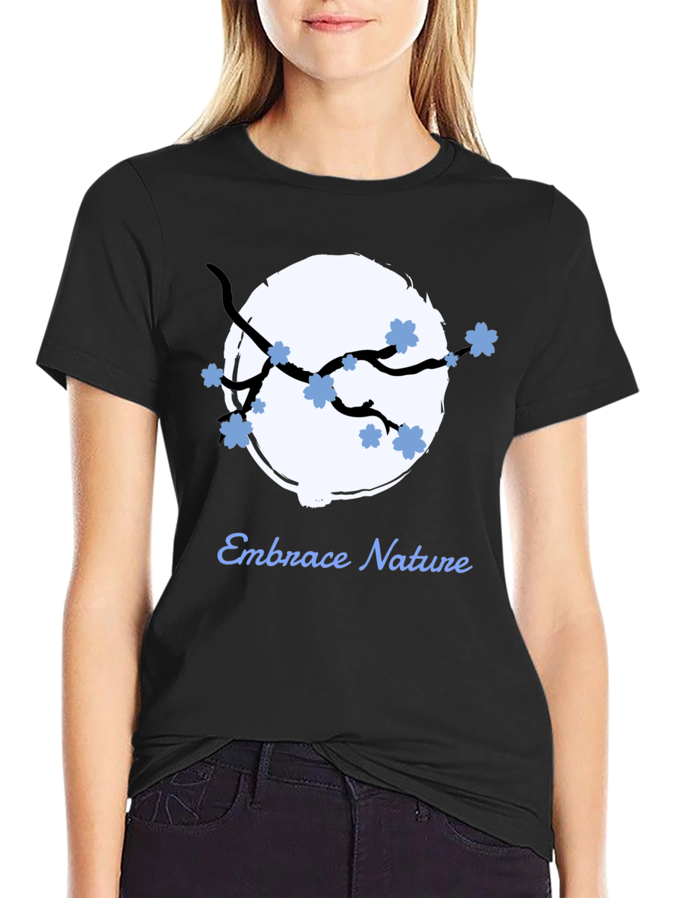 Embrace Nature Graphic Tee - Black Cotton Blend