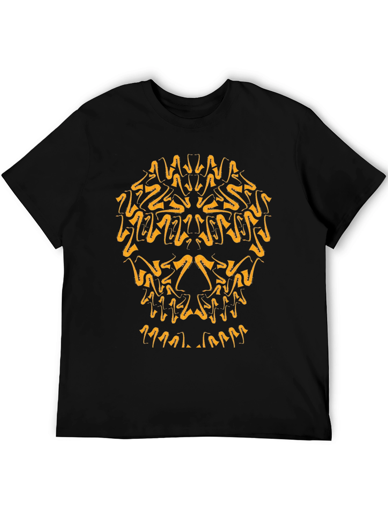 Saxophone Skull Graphic T-Shirt - Black Cotton Tee