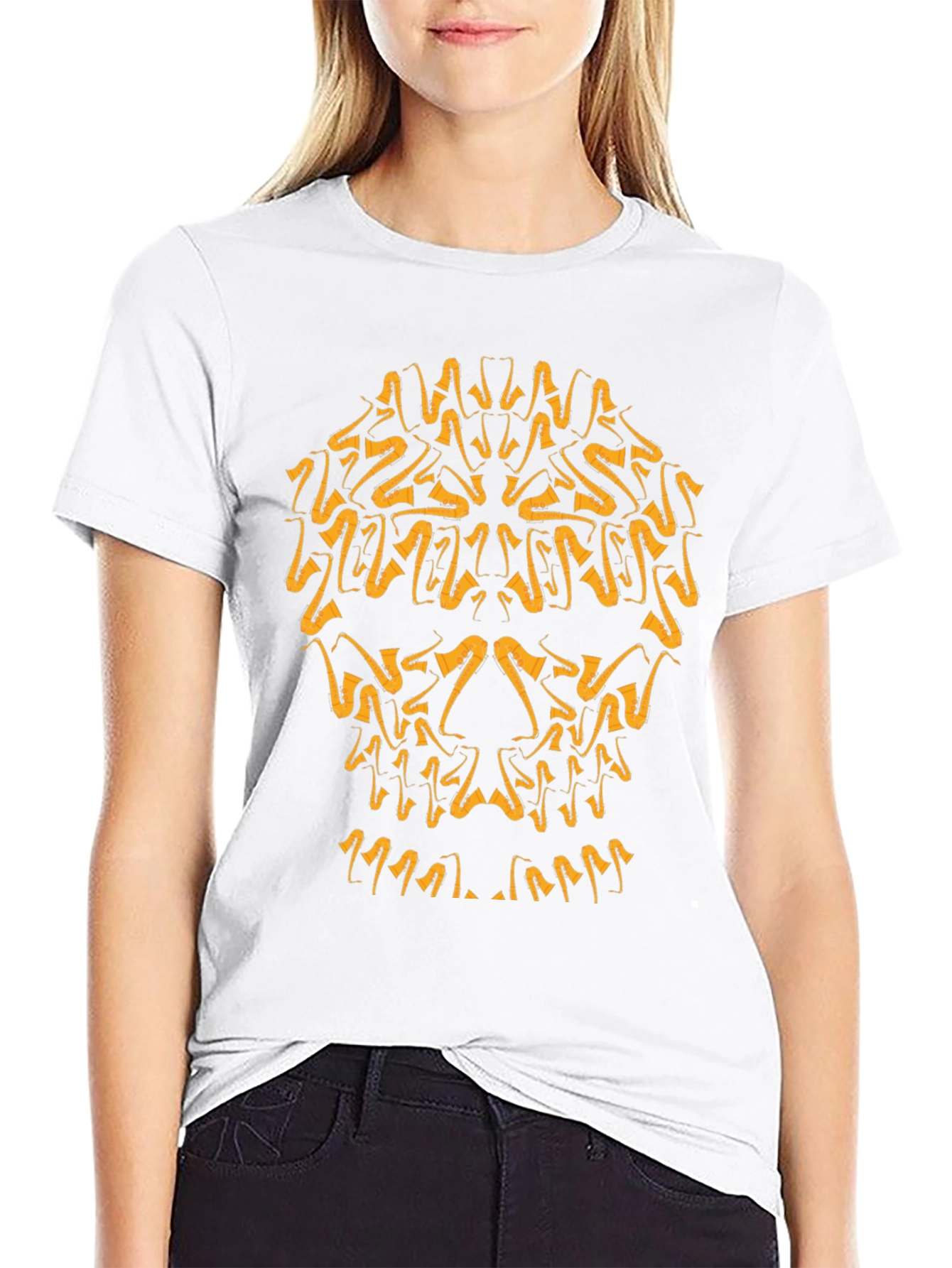 Saxophone Skull Graphic T-Shirt - Black Cotton Tee