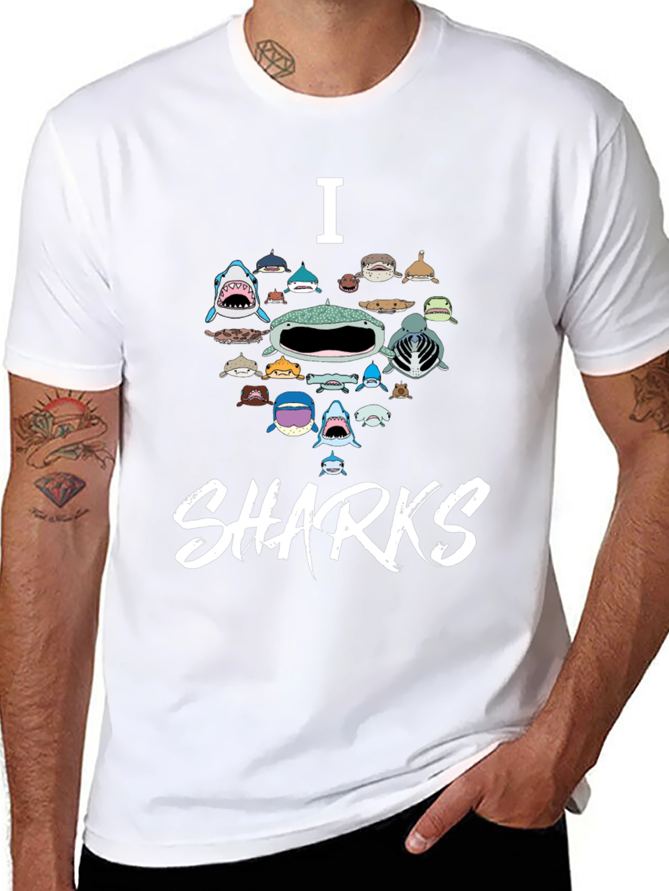 I Love Sharks Graphic T-Shirt