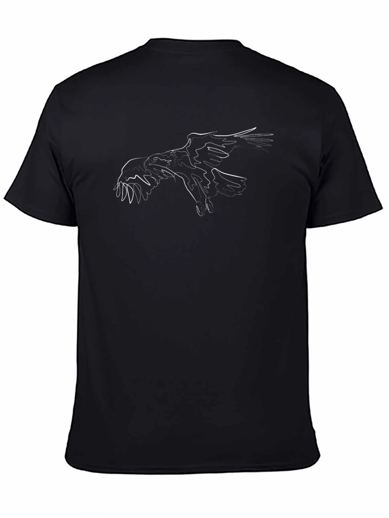 Black Graphic Tee - Abstract Bird Print
