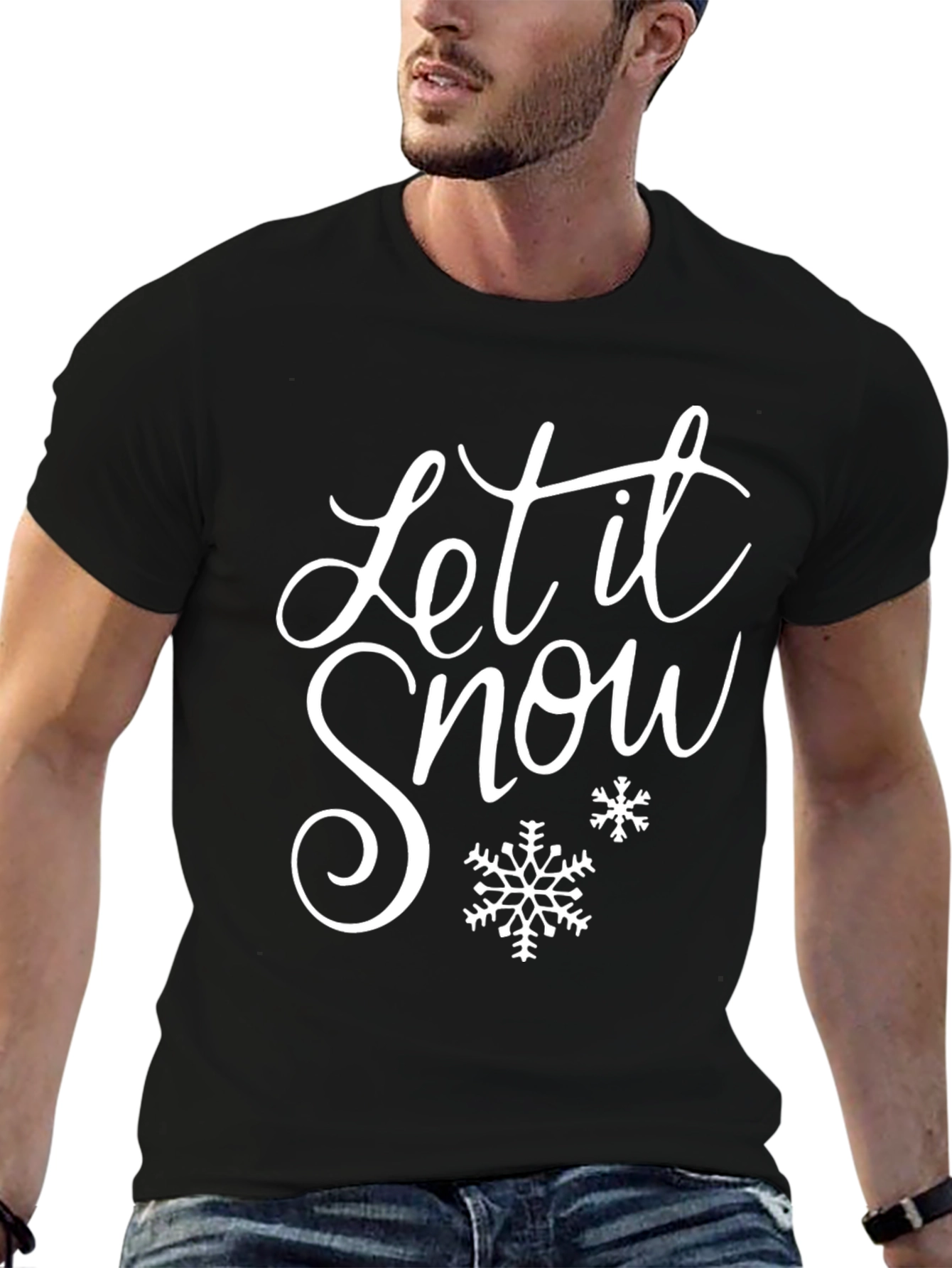 Let It Snow Holiday Graphic Tee - Black