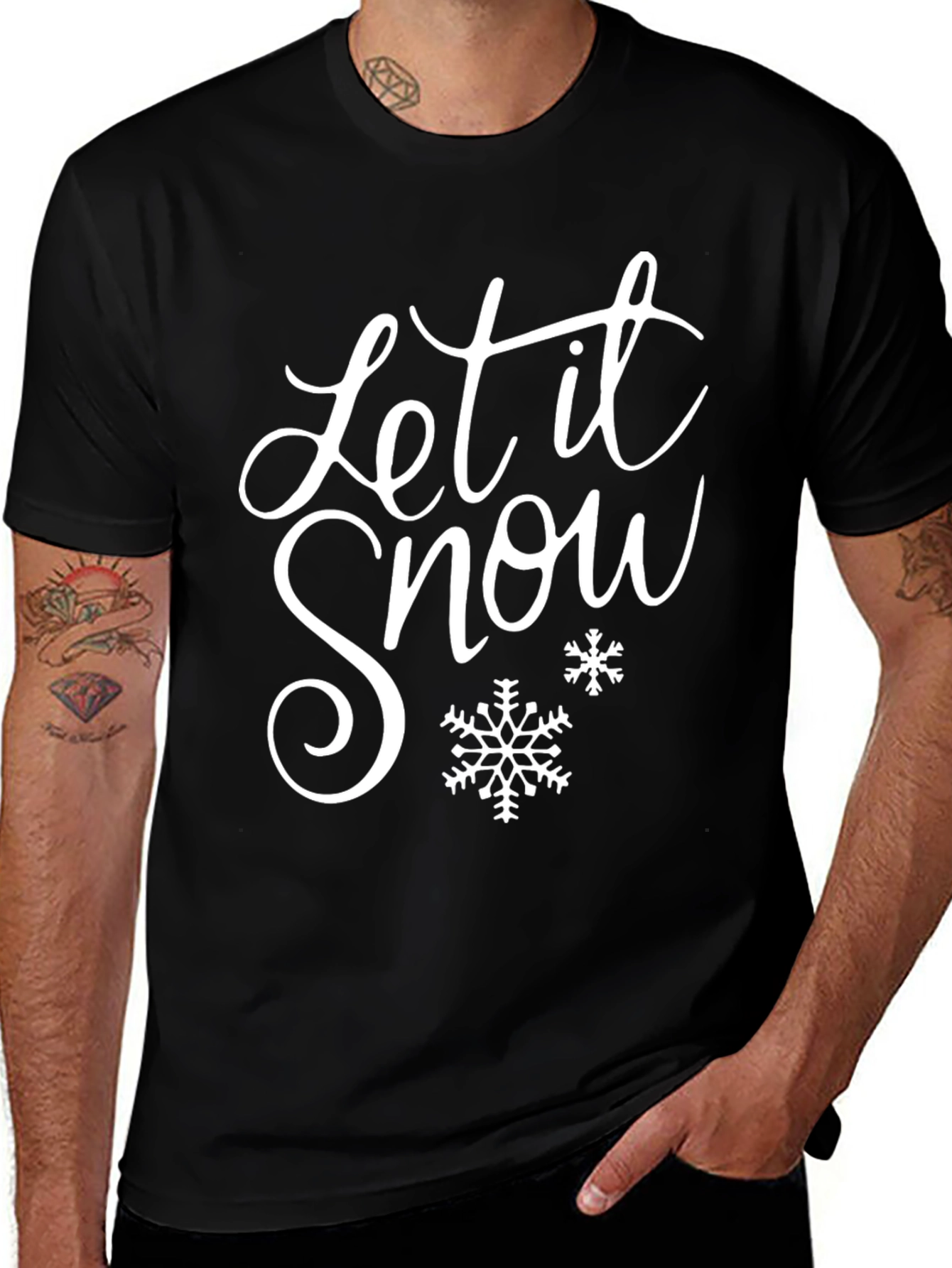 Let It Snow Holiday Graphic Tee - Black