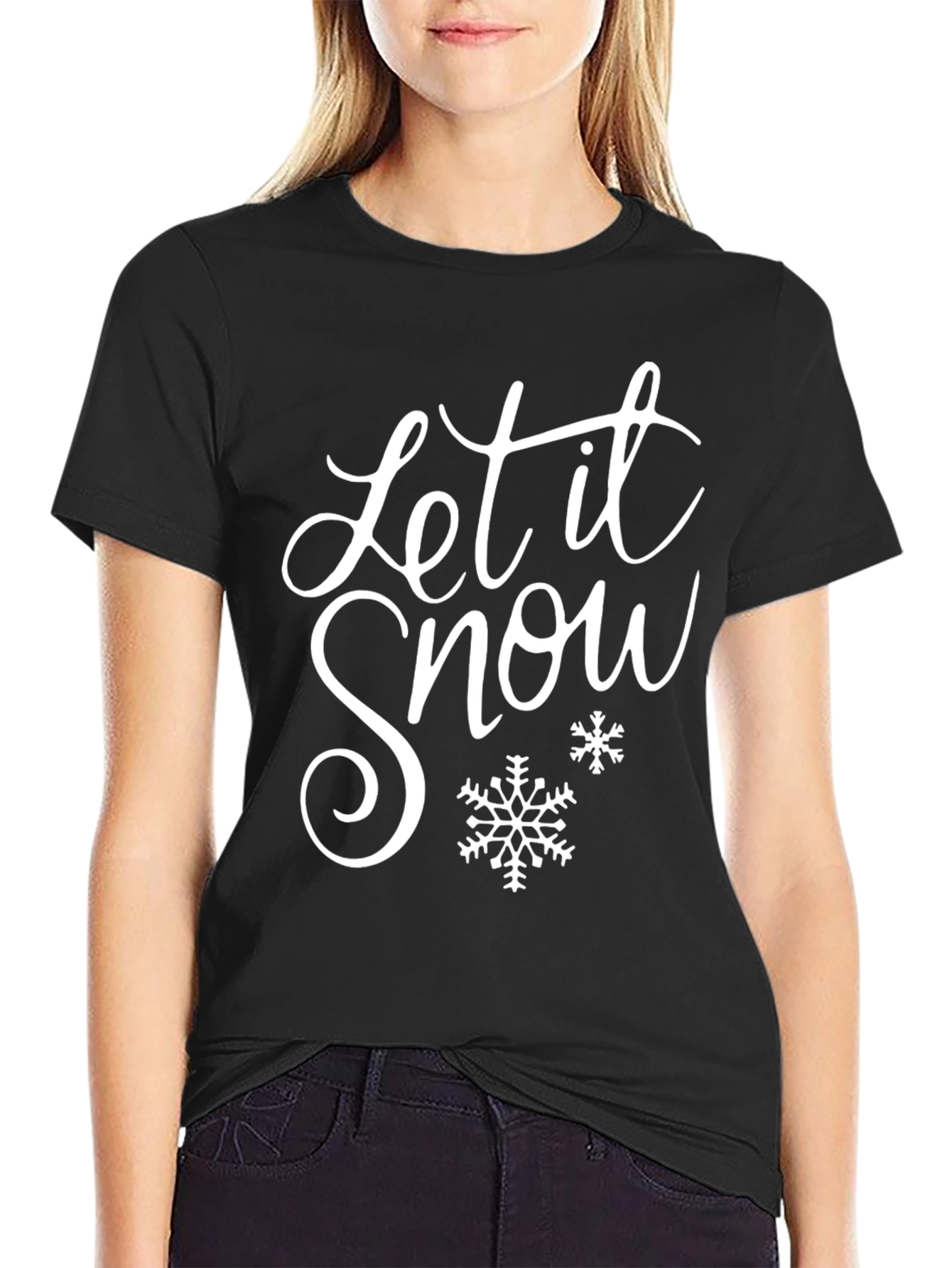 Let It Snow Holiday Graphic Tee - Black