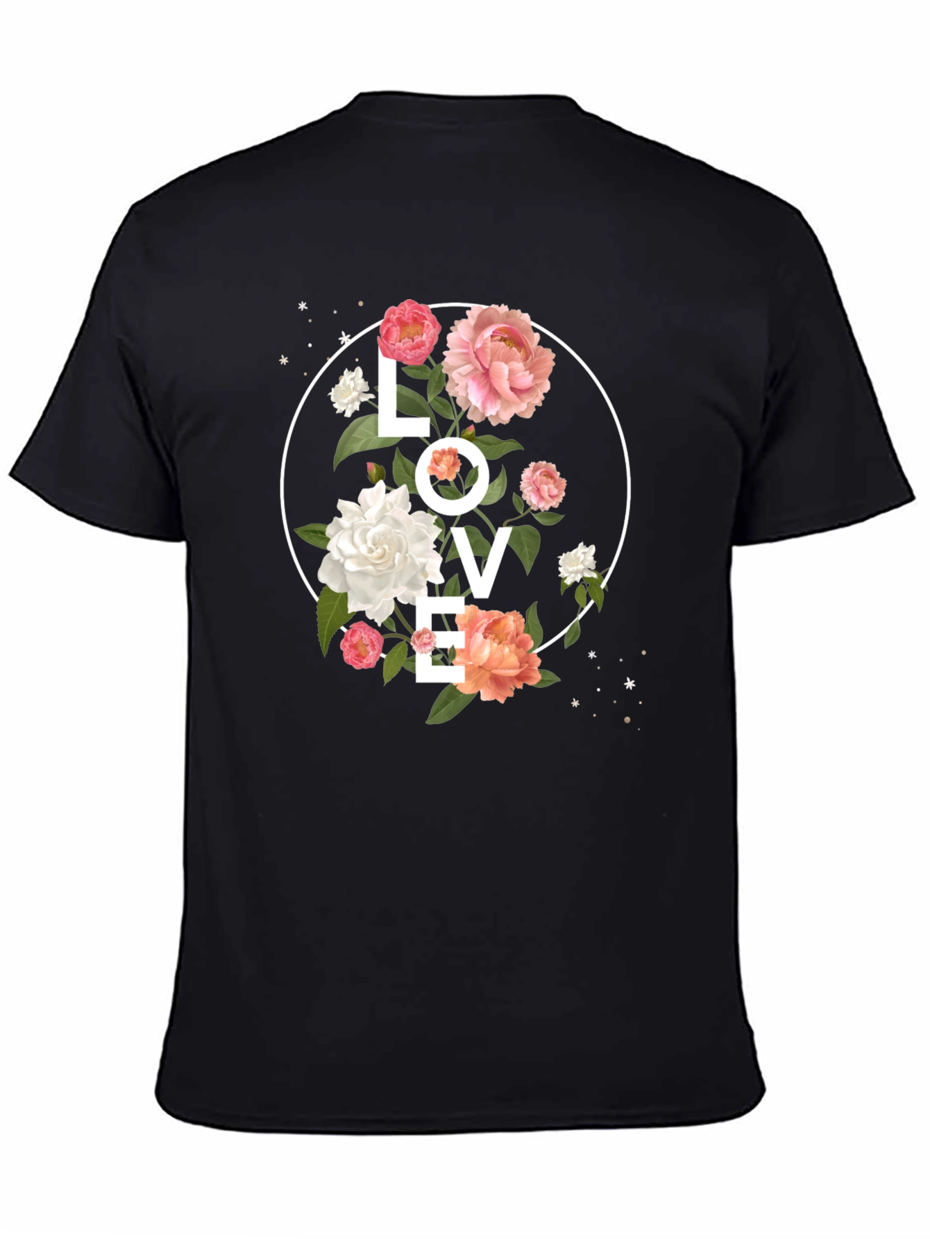Floral LOVE Graphic Tee - Stylish Black T-Shirt