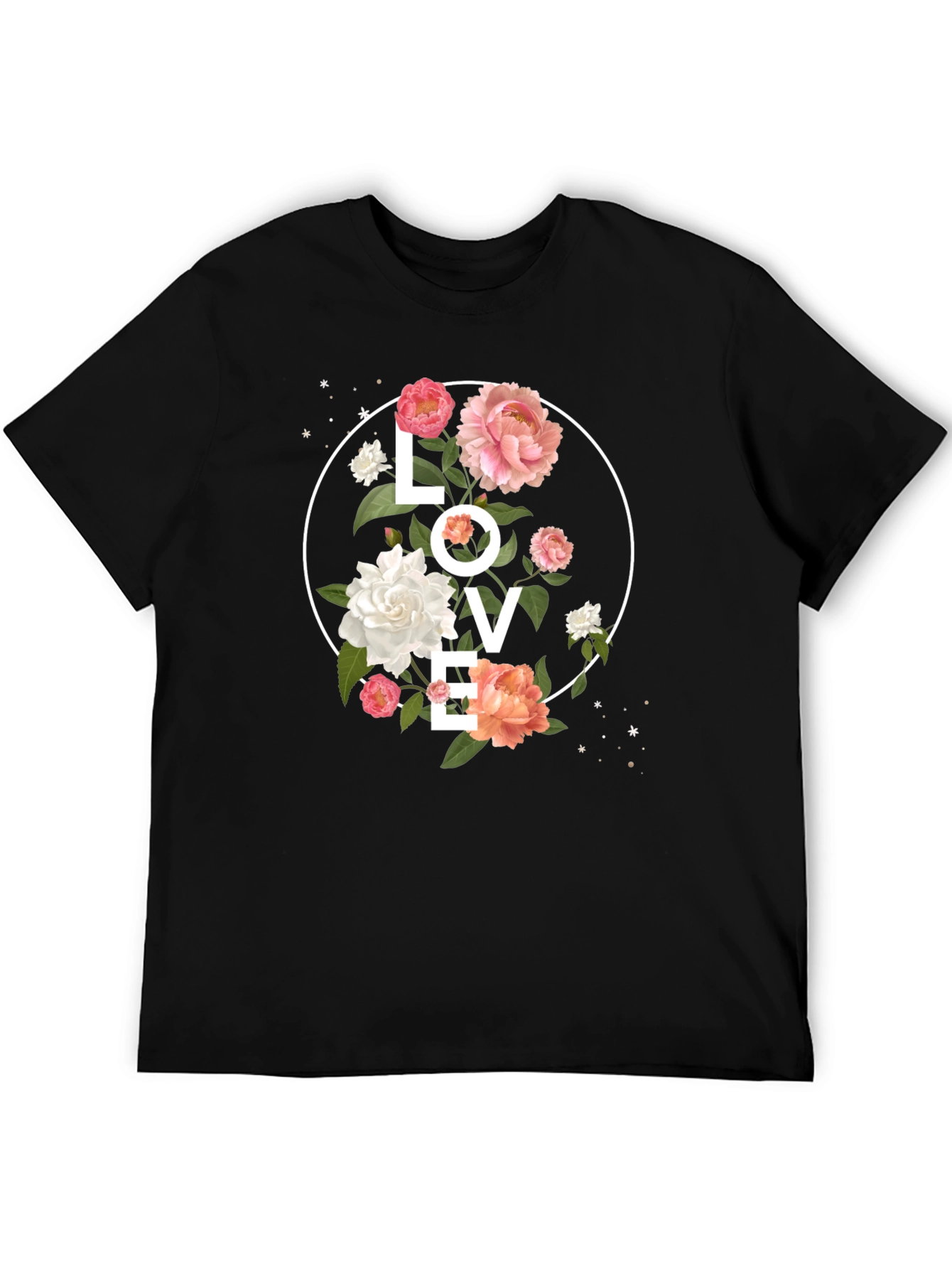 Floral LOVE Graphic Tee - Stylish Black T-Shirt