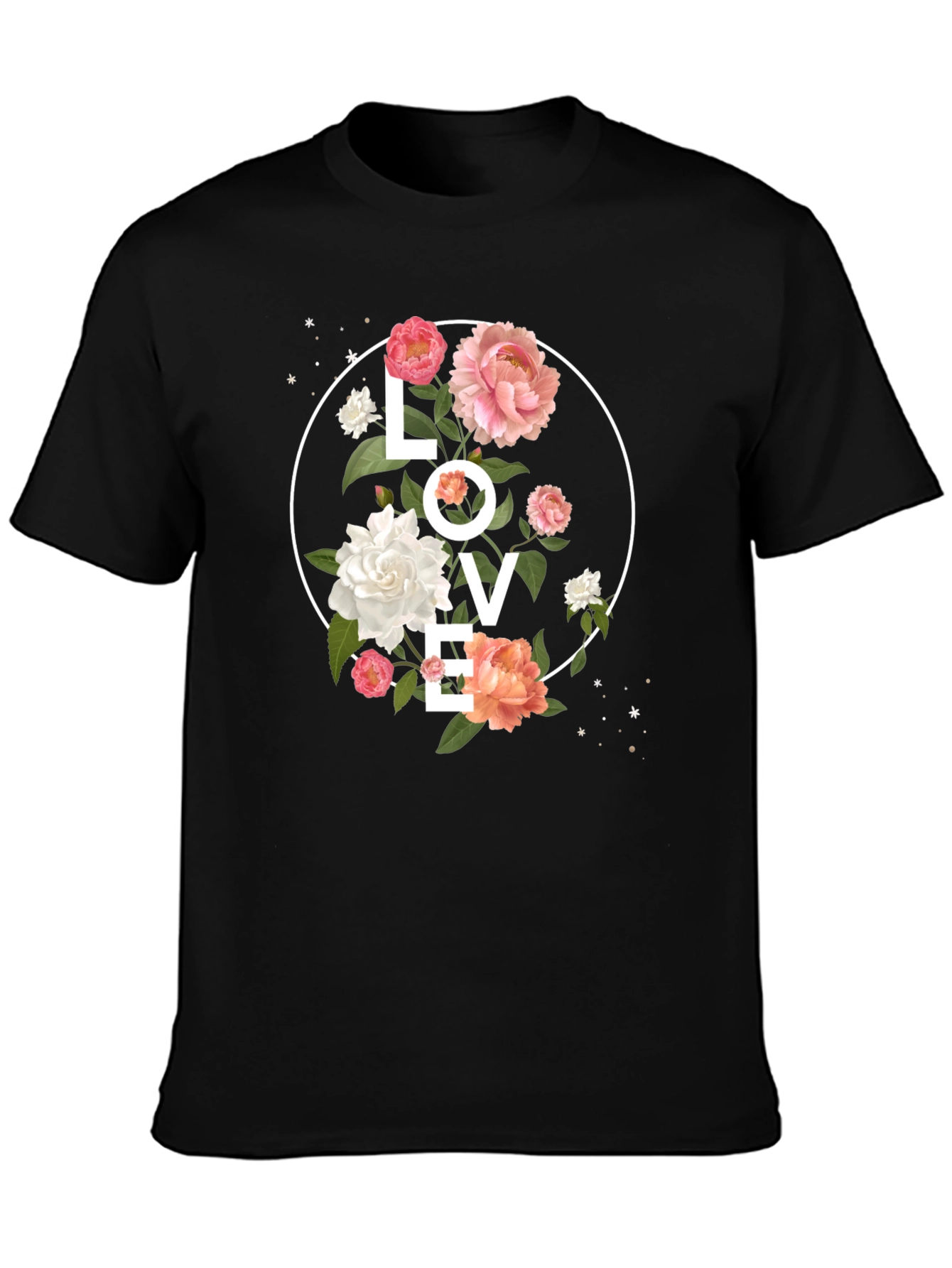 Floral LOVE Graphic Tee - Stylish Black T-Shirt
