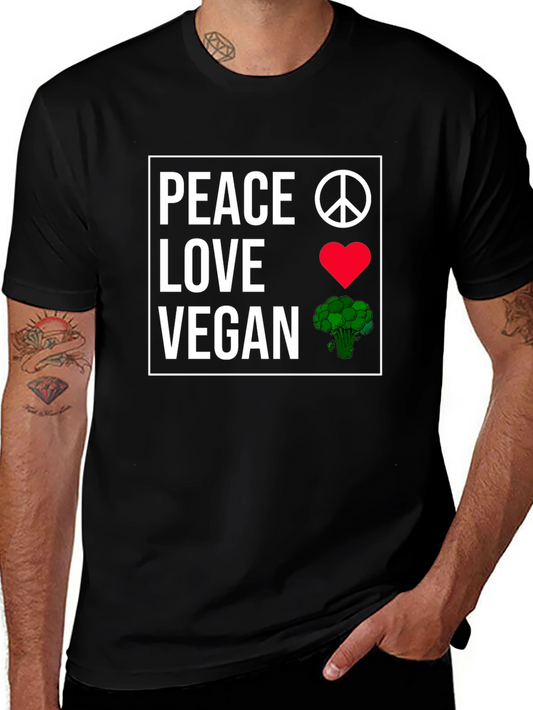 Peace Love Vegan T-Shirt Plant-Based Lifestyle Tee