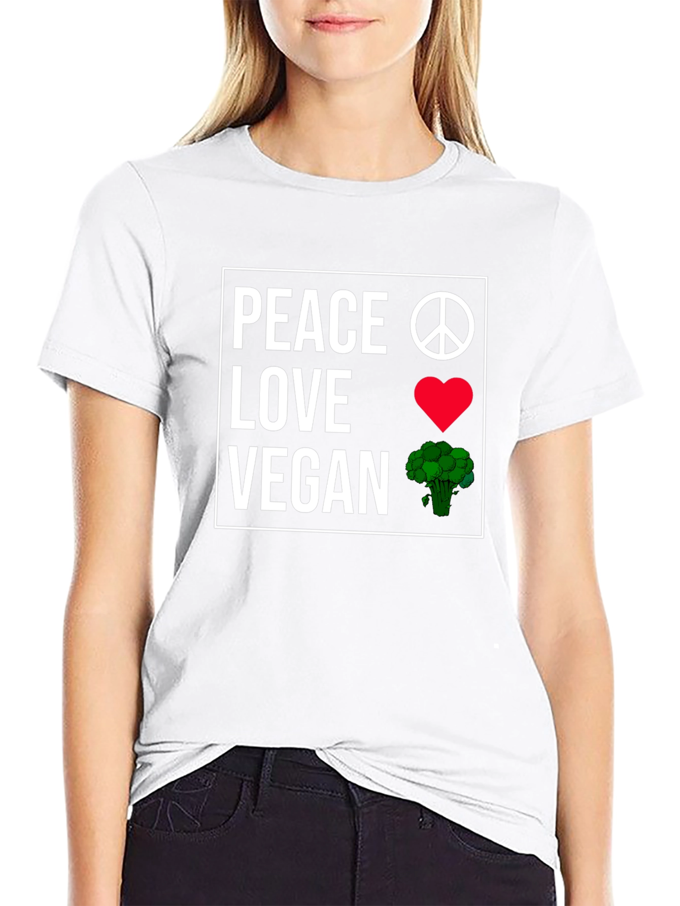 Peace Love Vegan T-Shirt Plant-Based Lifestyle Tee
