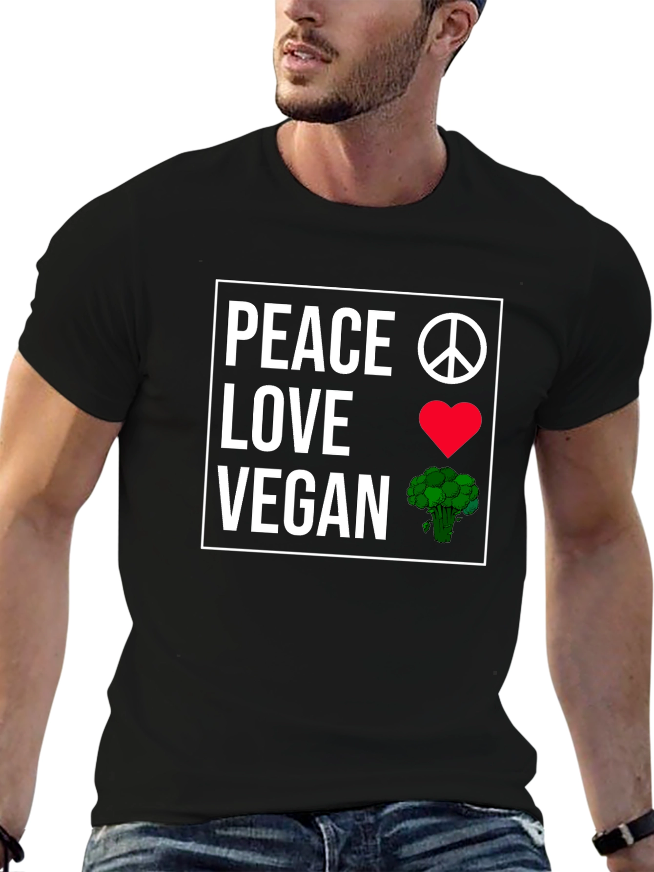 Peace Love Vegan T-Shirt Plant-Based Lifestyle Tee