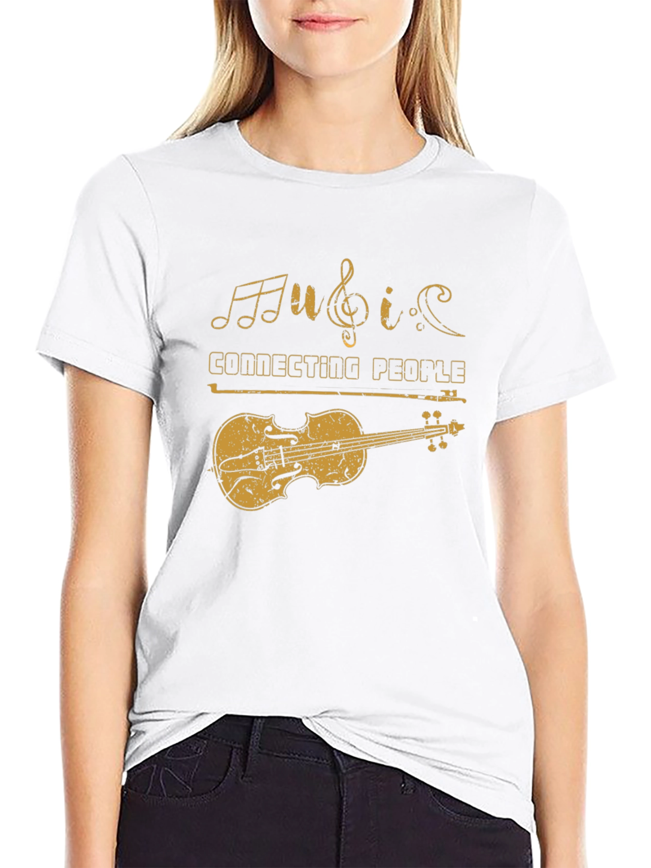 Music Connecting People Violin Graphic Tee