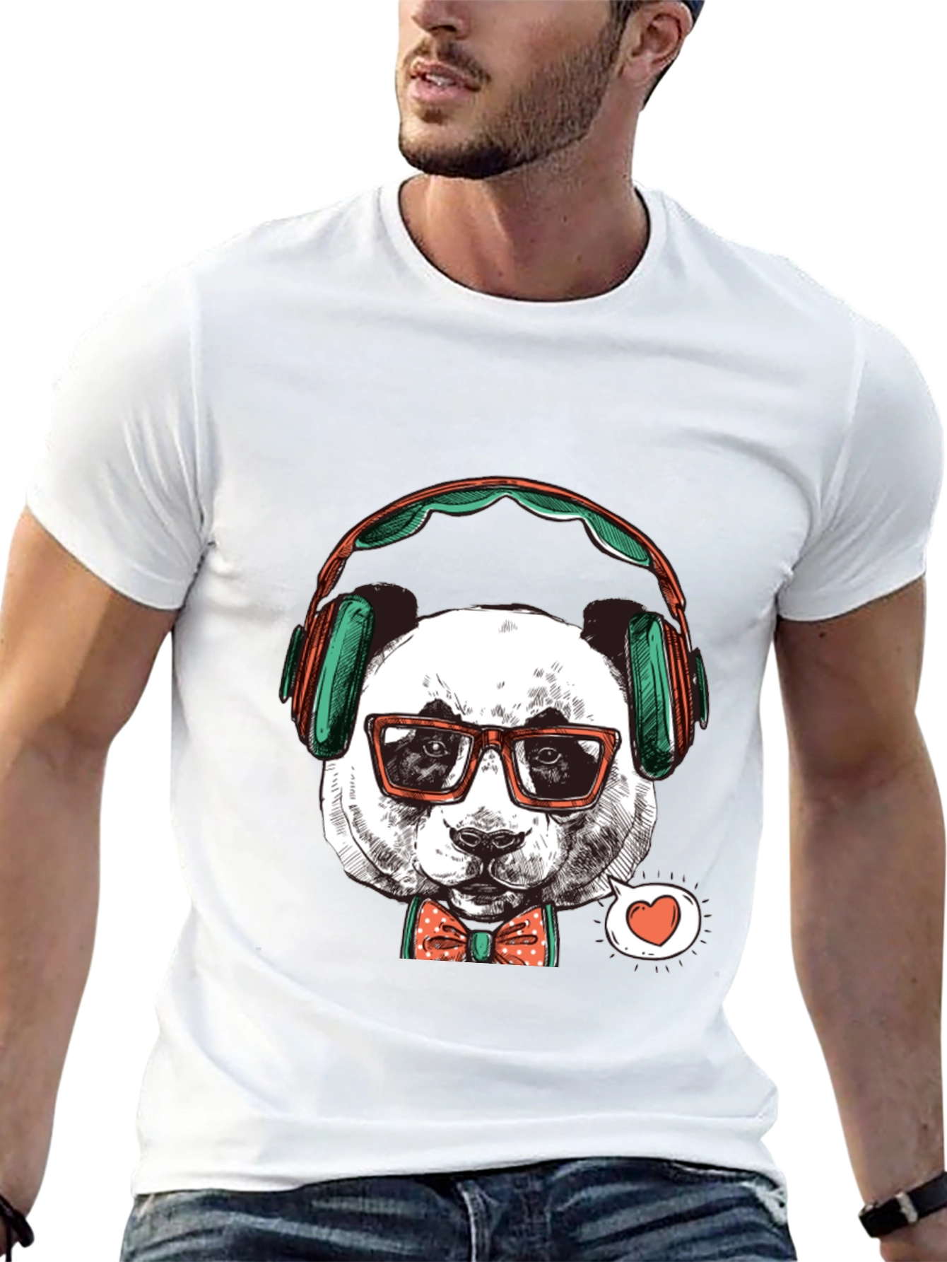 Hipster Panda Graphic Tee - Trendy Mens T-Shirt