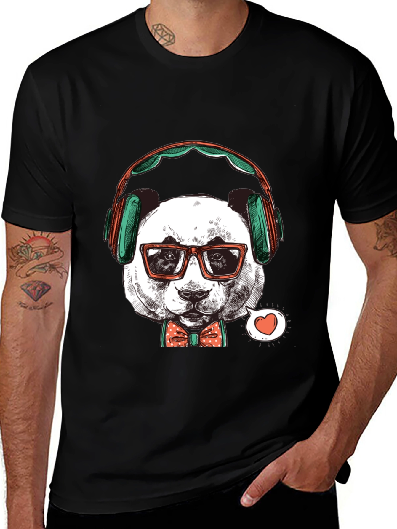 Hipster Panda Graphic Tee - Trendy Mens T-Shirt