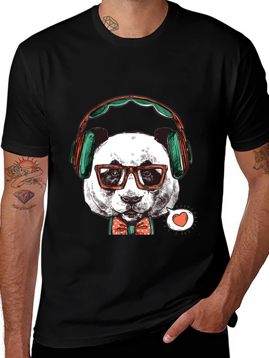Hipster Panda Graphic Tee - Trendy Mens T-Shirt