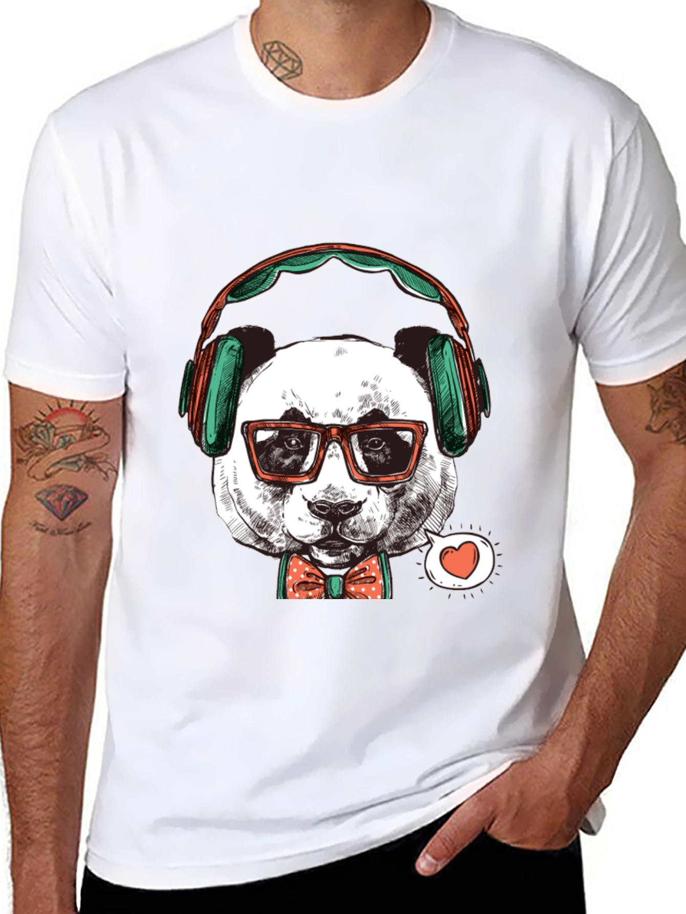 Hipster Panda Graphic Tee - Trendy Mens T-Shirt