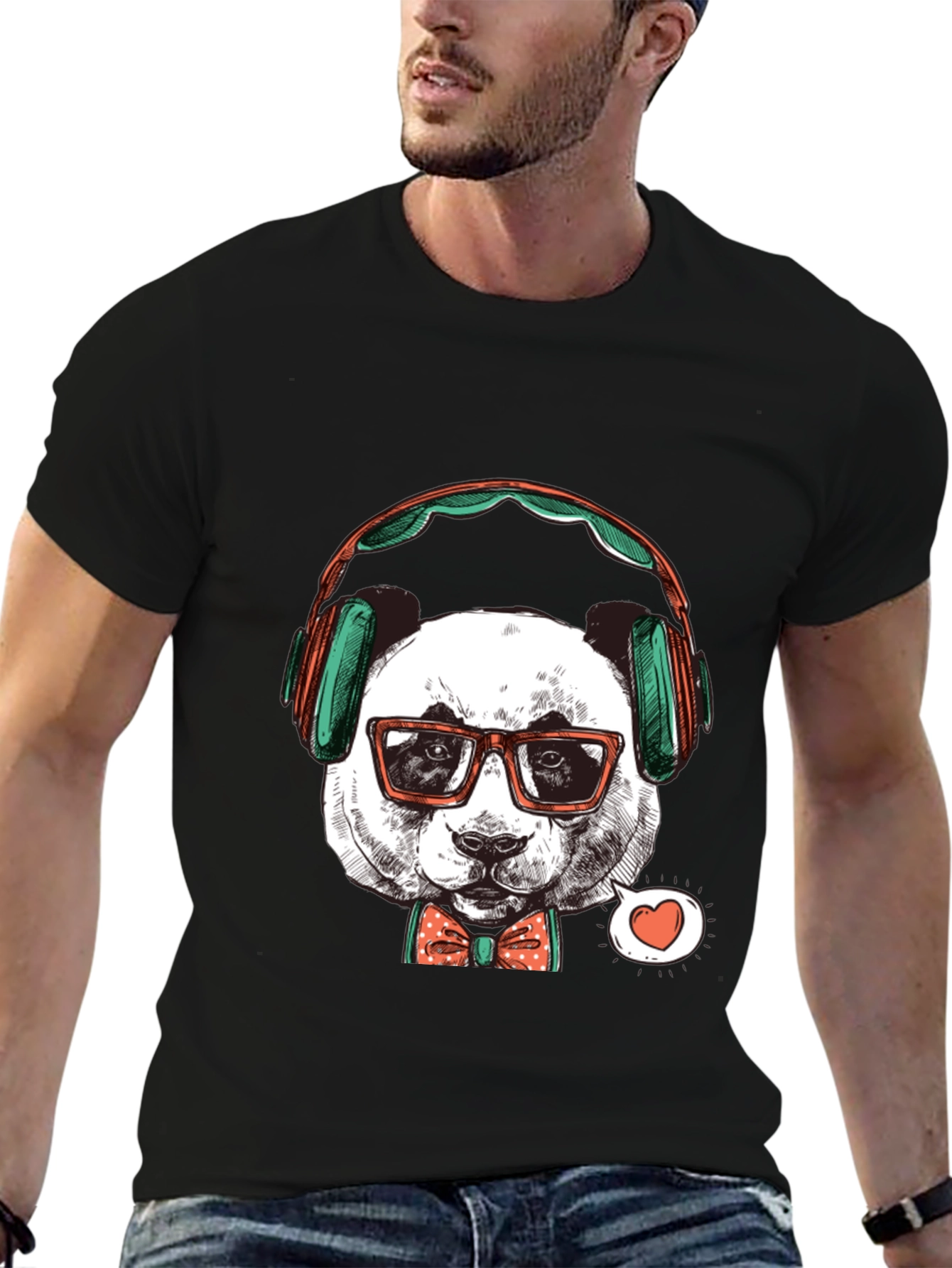 Hipster Panda Graphic Tee - Trendy Mens T-Shirt