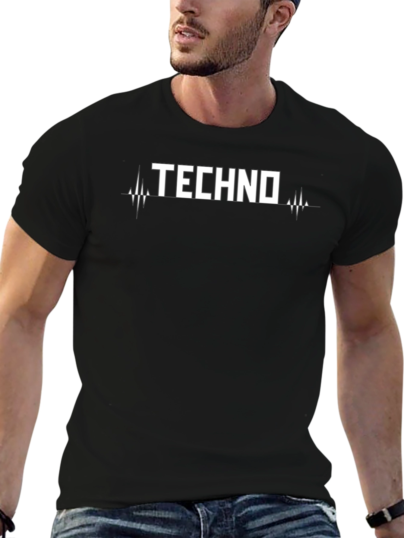 Techno Graphic Print Crew Neck T-Shirt