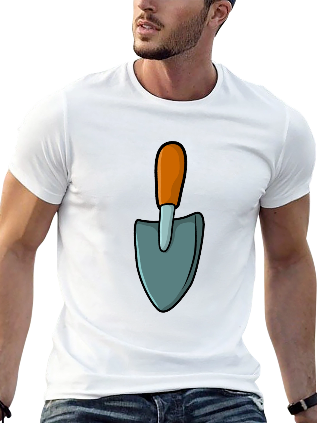 Gardening Shovel Graphic Tee - Black Casual T-Shirt