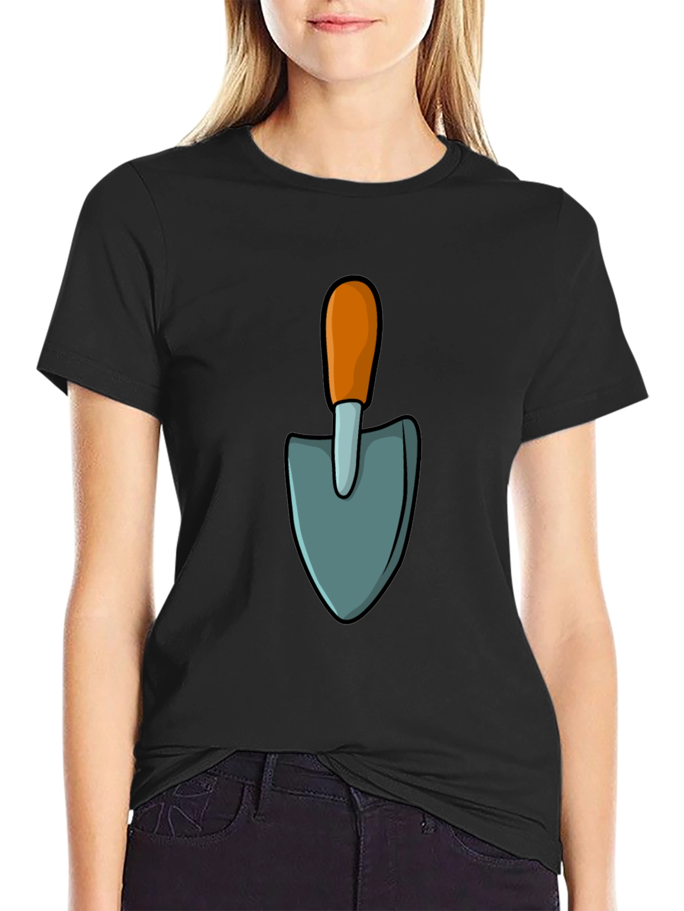 Gardening Shovel Graphic Tee - Black Casual T-Shirt