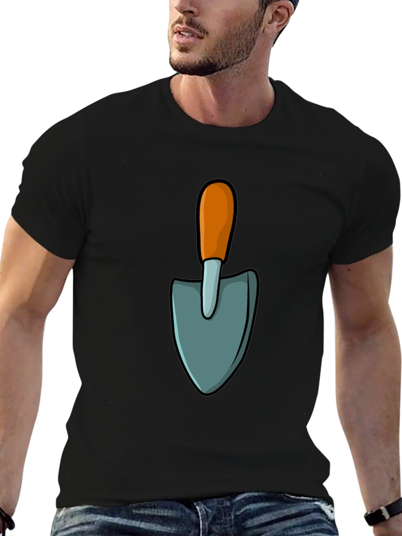 Gardening Shovel Graphic Tee - Black Casual T-Shirt