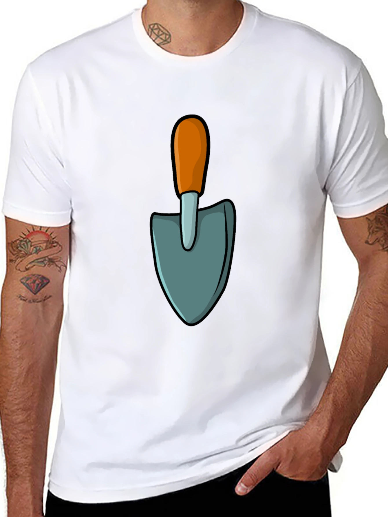 Gardening Shovel Graphic Tee - Black Casual T-Shirt