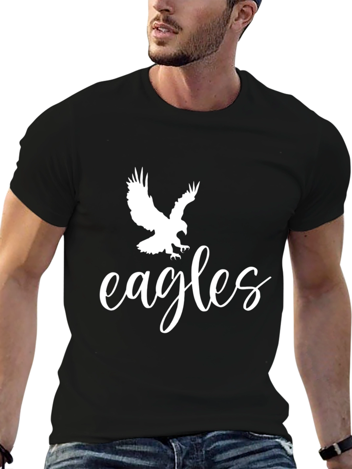 Eagles Graphic Tee - Black Cotton T-Shirt