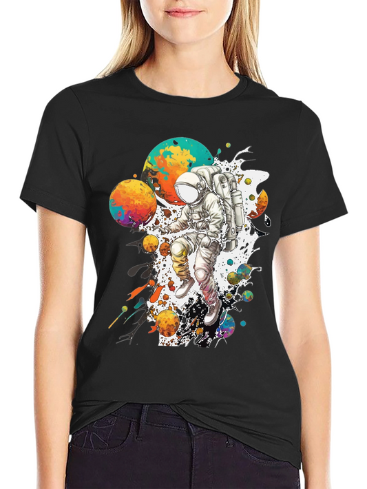 Astronaut in Space Graphic T-Shirt - Black