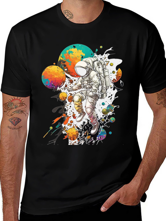 Astronaut in Space Graphic T-Shirt - Black