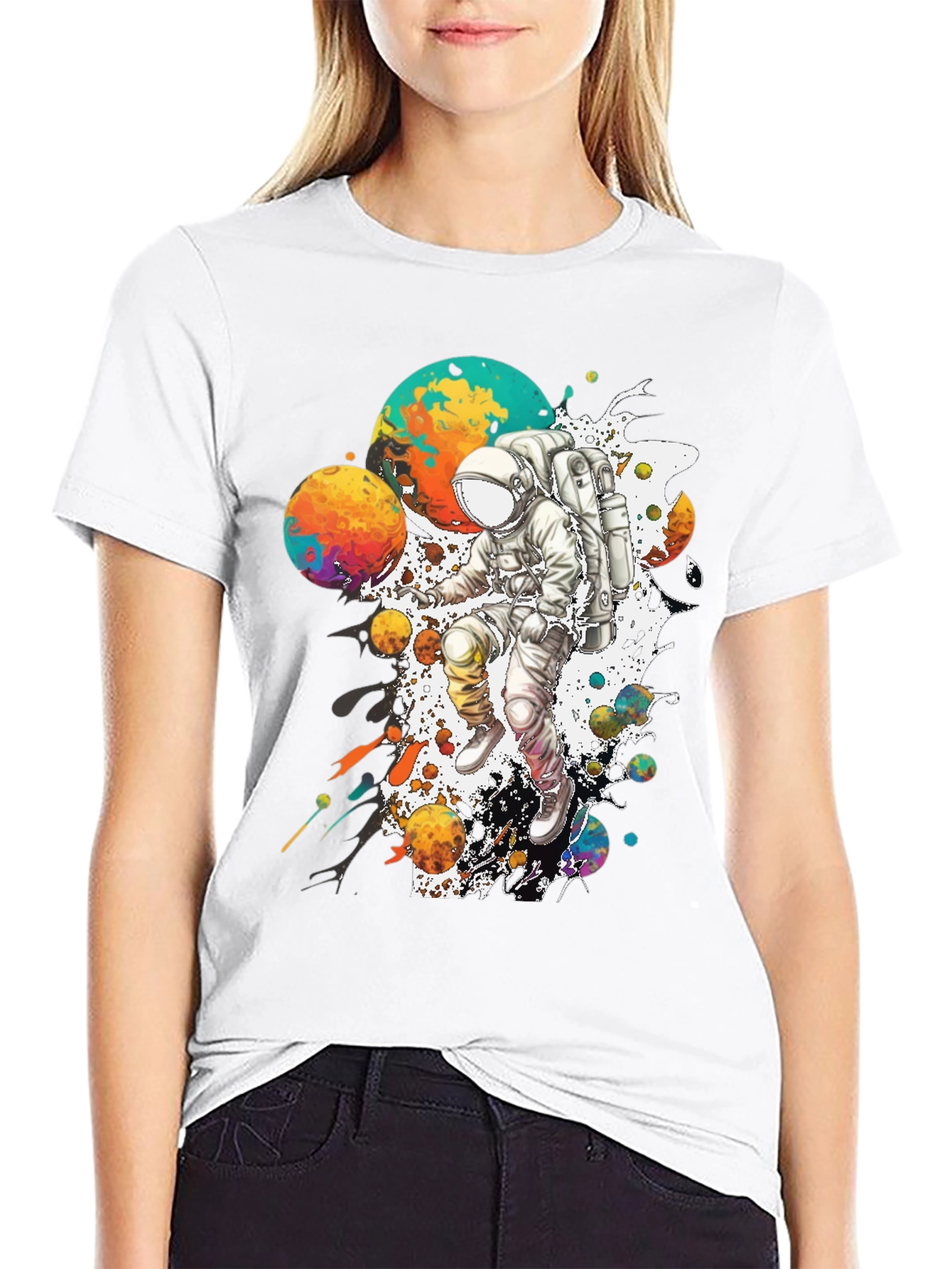 Astronaut in Space Graphic T-Shirt - Black