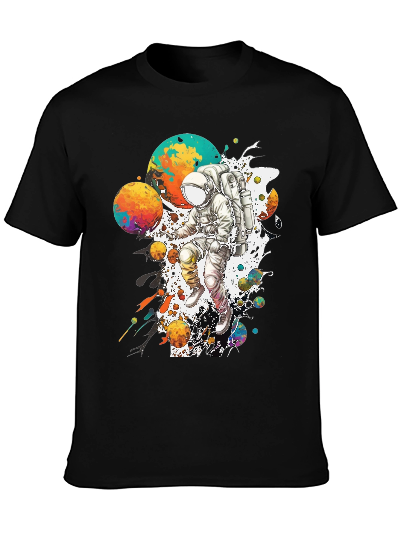 Astronaut in Space Graphic T-Shirt - Black