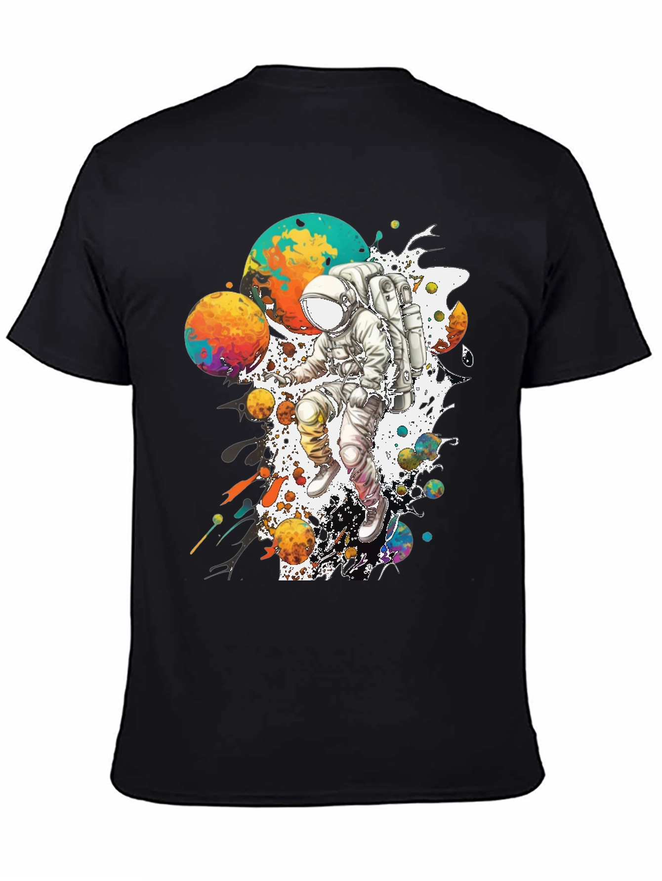 Astronaut in Space Graphic T-Shirt - Black