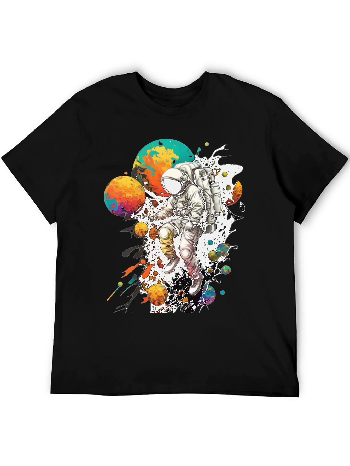 Astronaut in Space Graphic T-Shirt - Black
