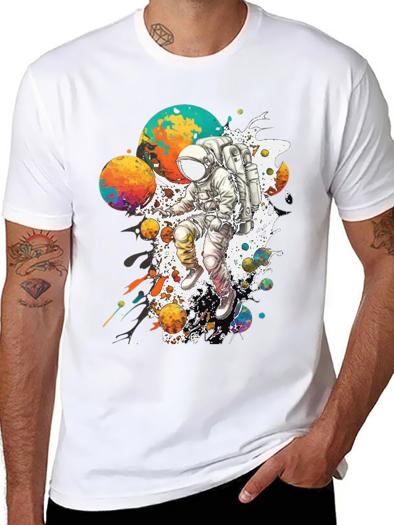 Astronaut in Space Graphic T-Shirt - Black