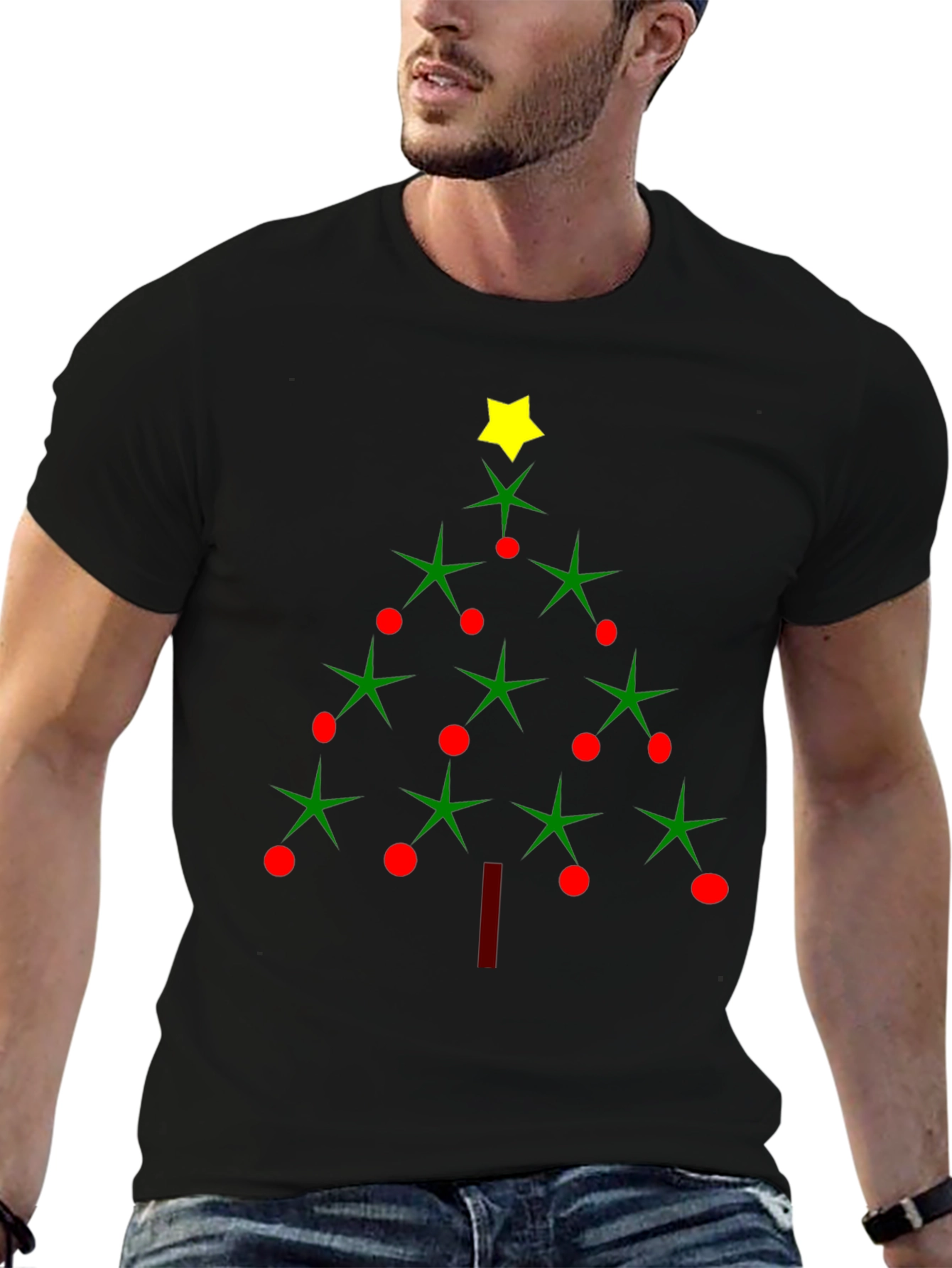 Festive Christmas Tree Graphic Tee - Holiday Apparel