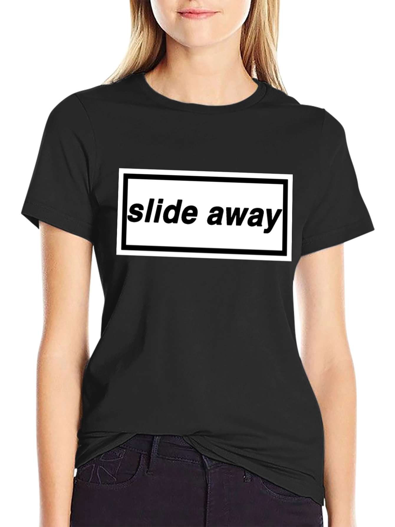 Slide Away Graphic Tee - Black Cotton T-Shirt