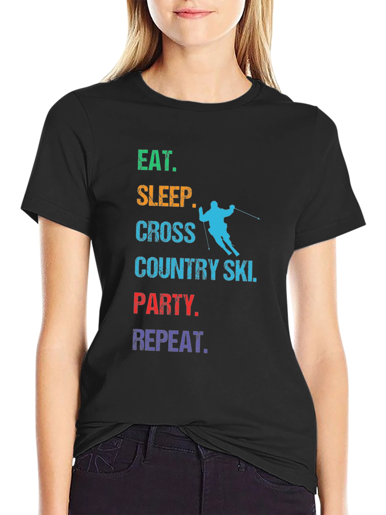 Eat Sleep Cross Country Ski Party Repeat T-Shirt