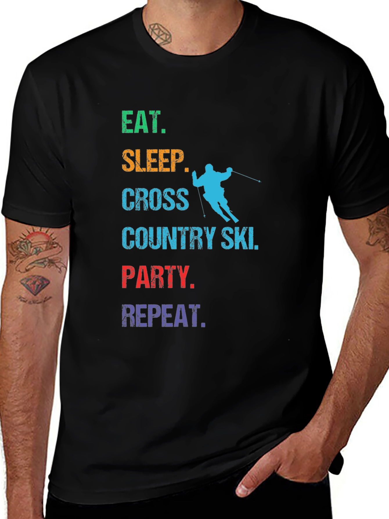 Eat Sleep Cross Country Ski Party Repeat T-Shirt