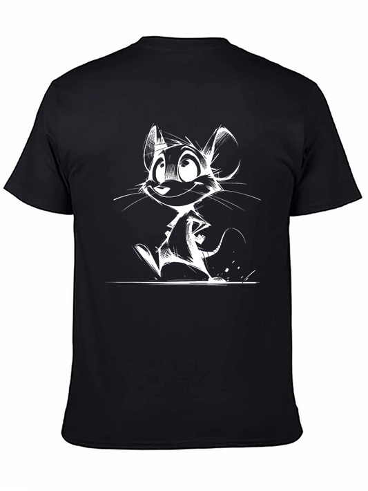 Whimsical Mouse Graphic Tee - Black