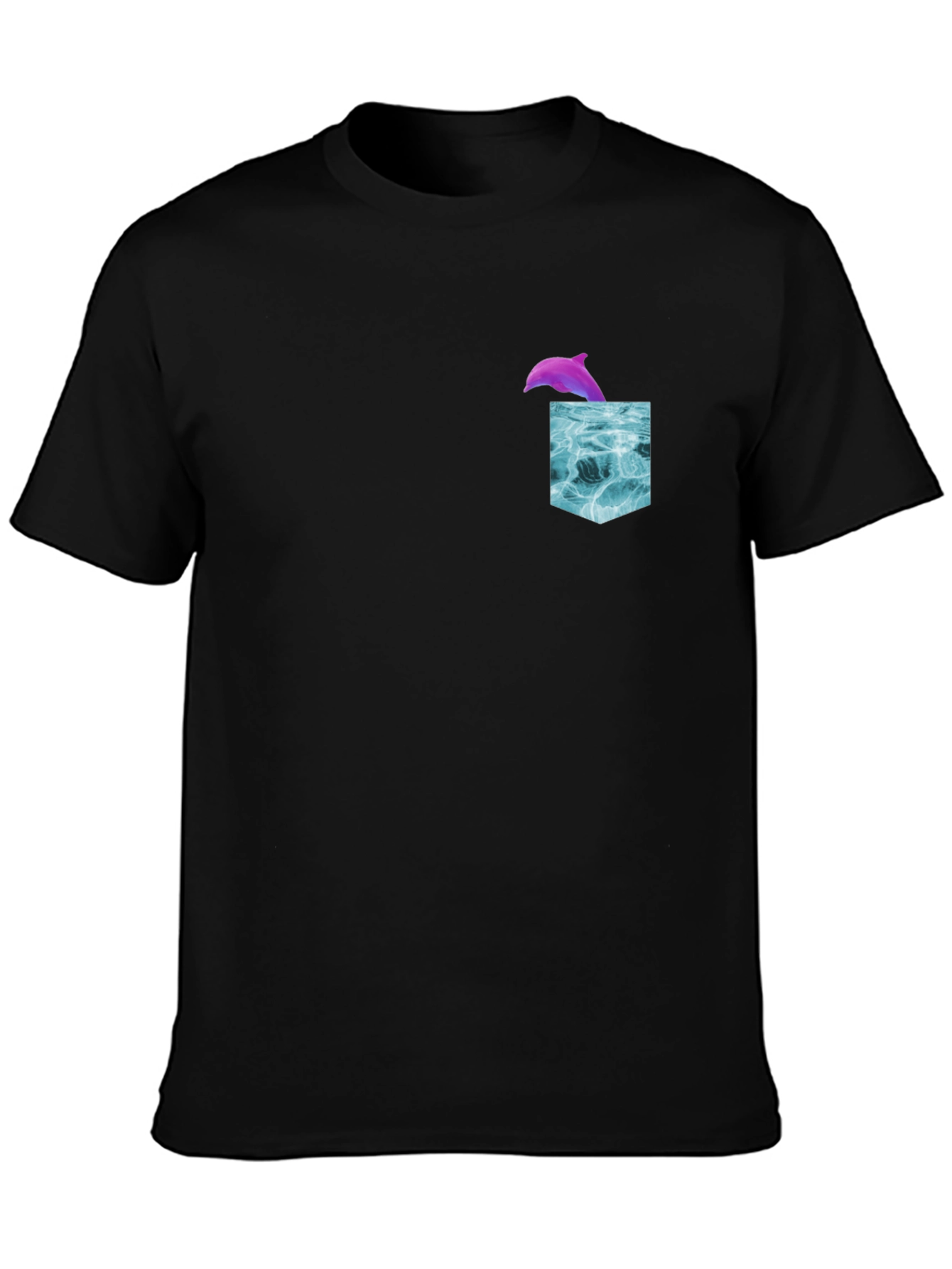 Dolphin Pocket T-Shirt - Ocean Wave Design